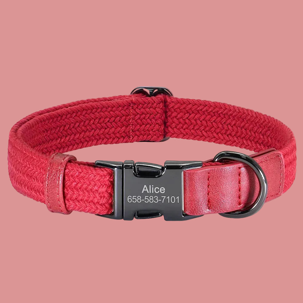 Custom Engraved Nylon Dog Collar with Personalized Name Buckle