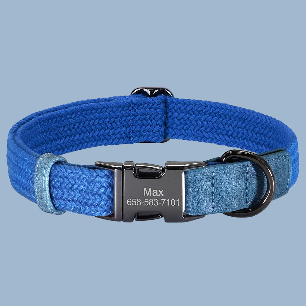 Custom Engraved Nylon Dog Collar with Personalized Name Buckle