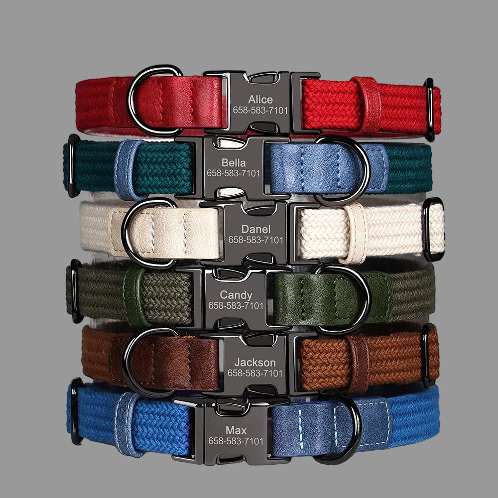 Custom Engraved Nylon Dog Collar with Personalized Name Buckle