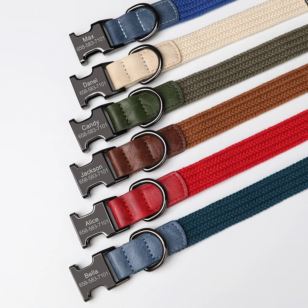Custom Engraved Nylon Dog Collar with Personalized Name Buckle