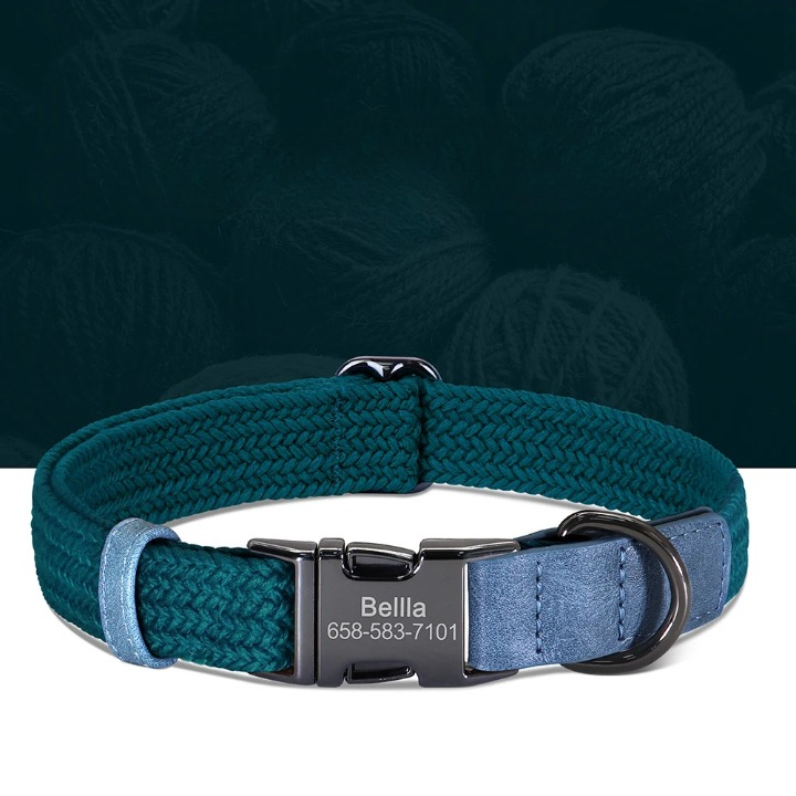 Custom Engraved Nylon Dog Collar with Personalized Name Buckle