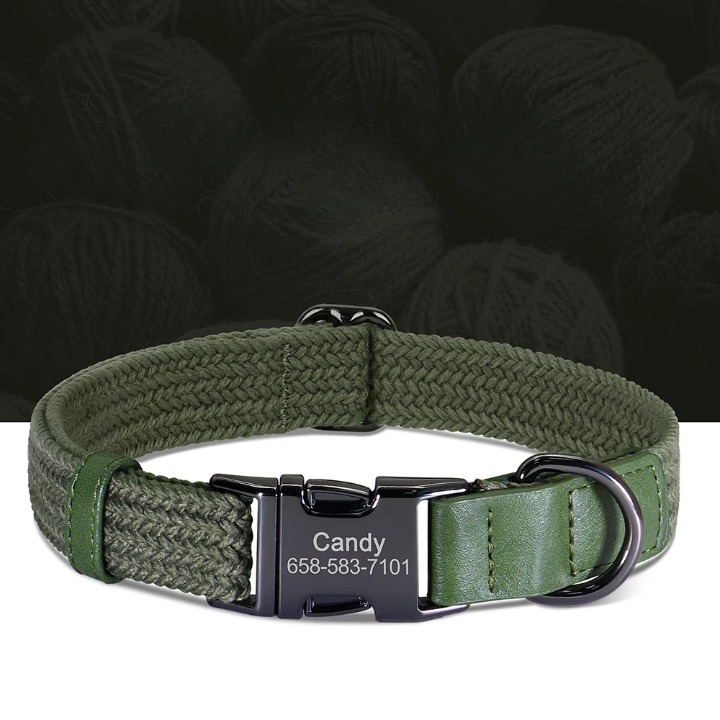 Custom Engraved Nylon Dog Collar with Personalized Name Buckle