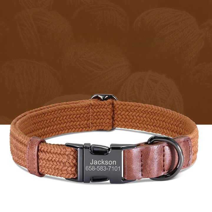 Custom Engraved Nylon Dog Collar with Personalized Name Buckle