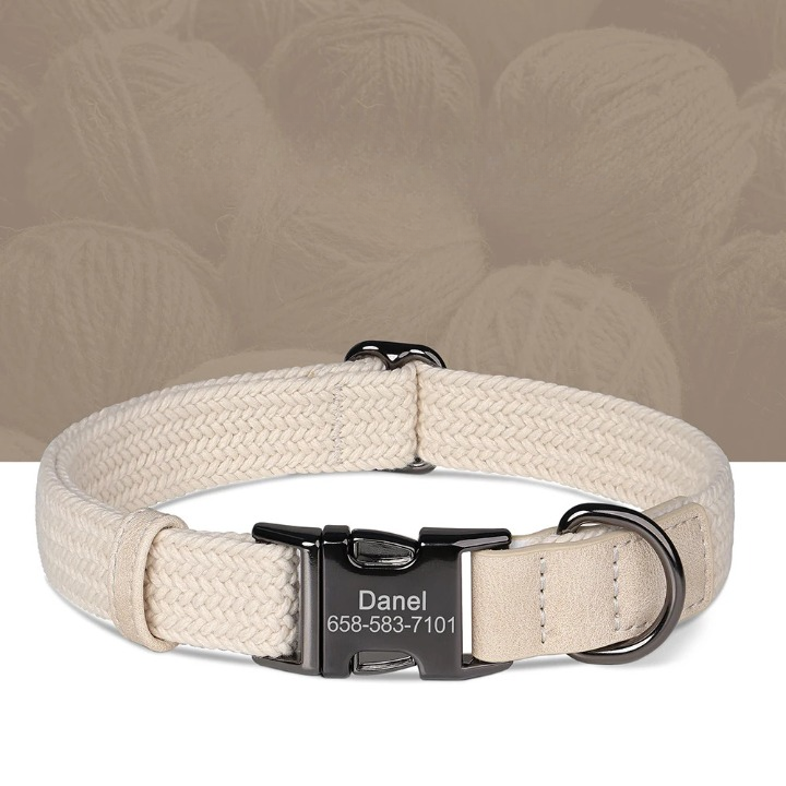 Custom Engraved Nylon Dog Collar with Personalized Name Buckle