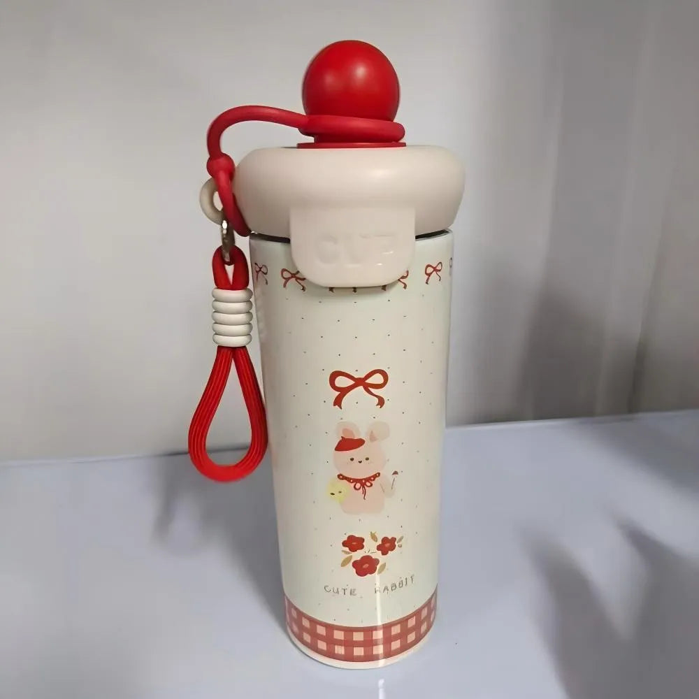 Cute Cartoon Animal Vacuum Insulated Straw Thermos Bottle