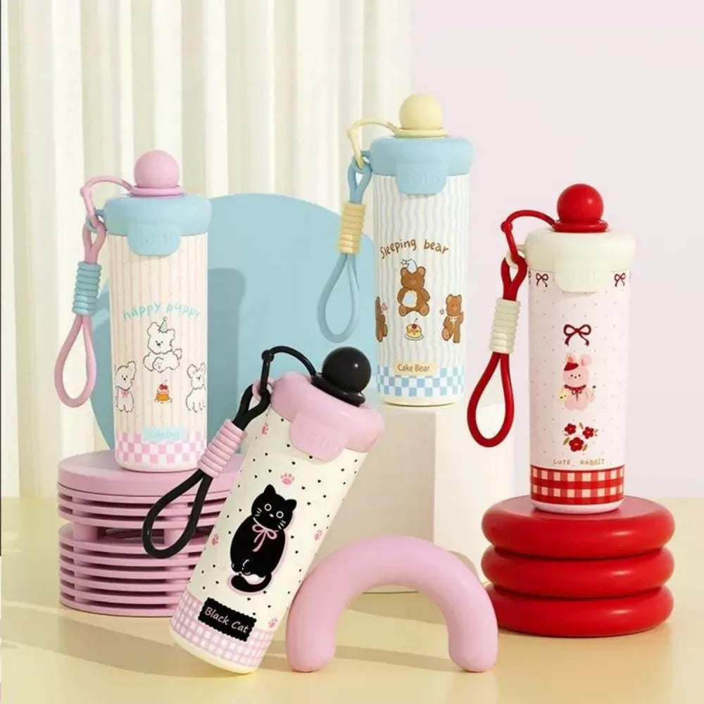 Cute Cartoon Animal Vacuum Insulated Straw Thermos Bottle