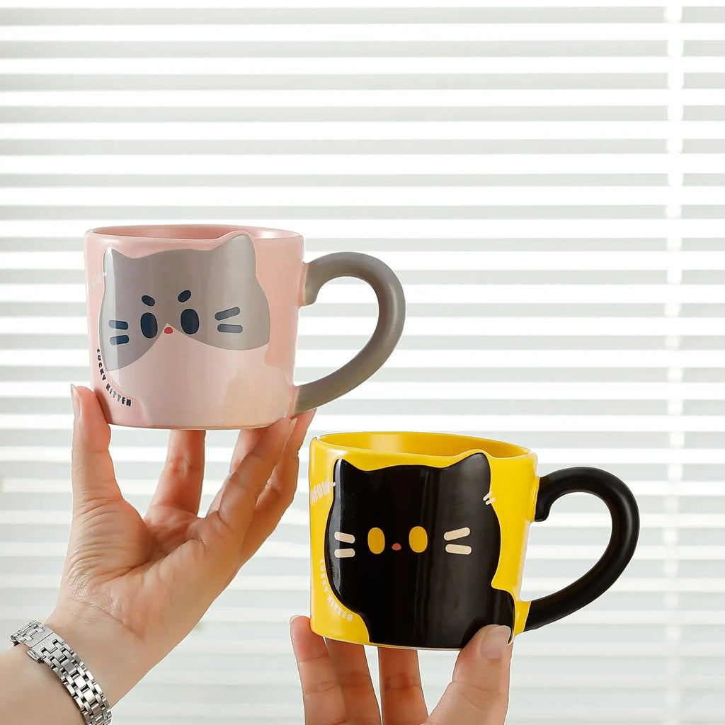 Cute Cartoon Cat Ceramic Coffee Mug