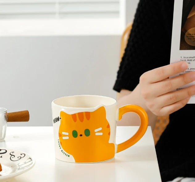 Cute Cartoon Cat Ceramic Coffee Mug