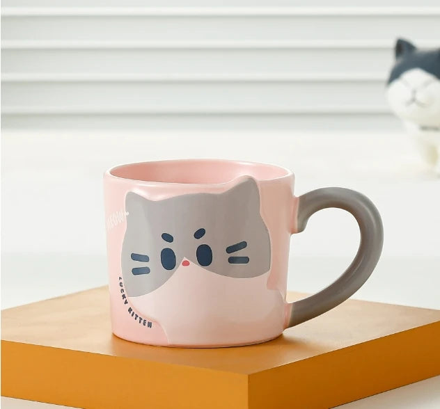 Cute Cartoon Cat Ceramic Coffee Mug