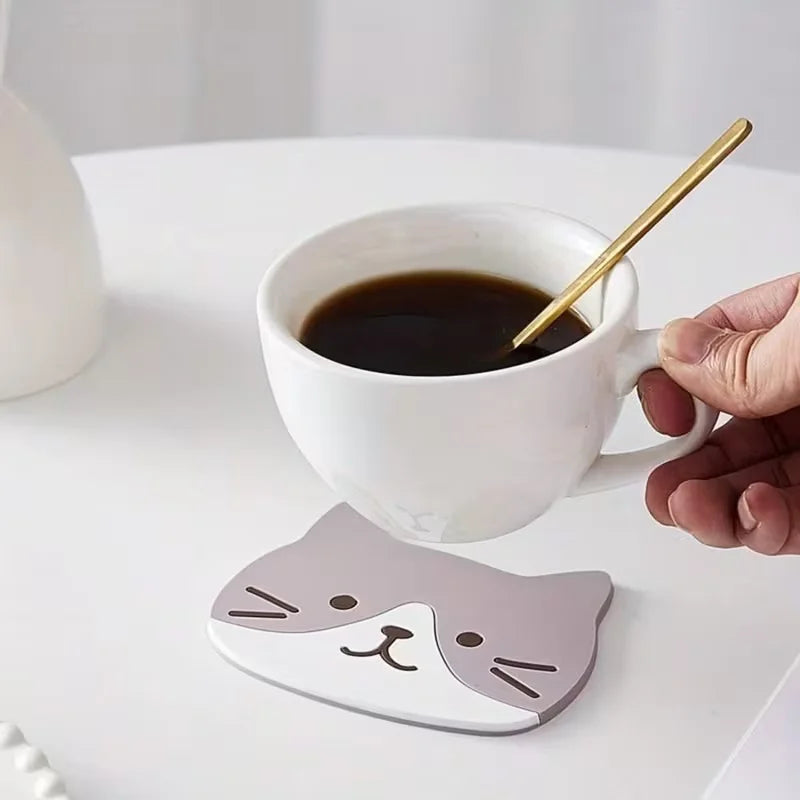 Cute Cat Face Heat-Resistant Coasters (Set of 3)