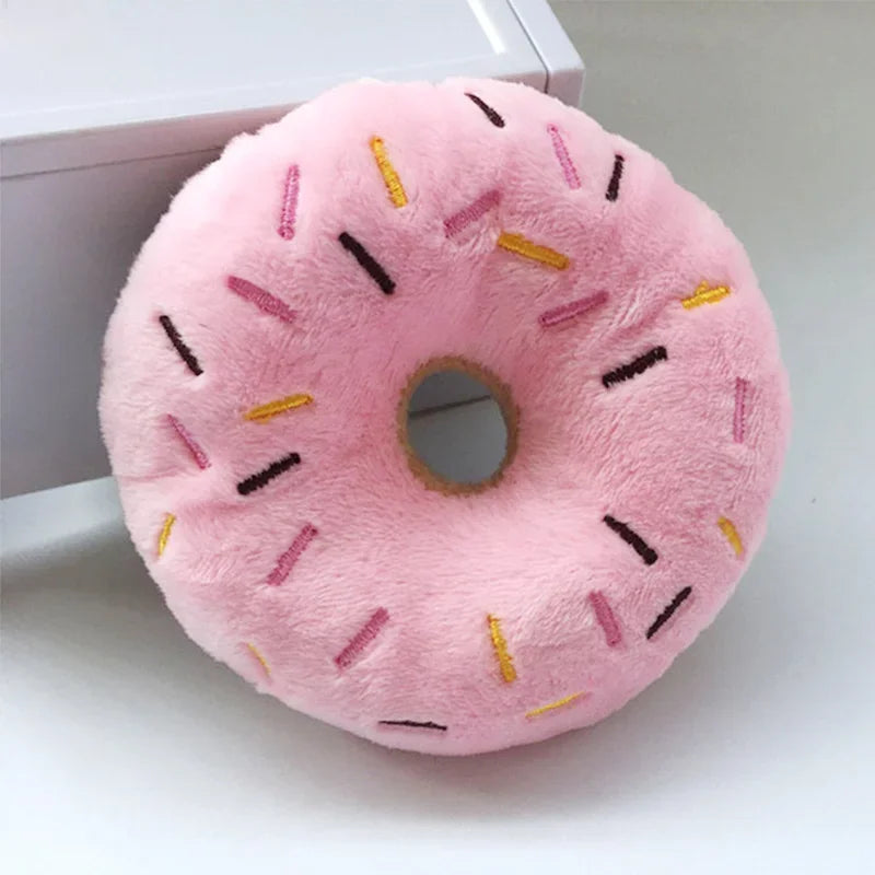 Cute Donut Plush Squeaky Dog Toy