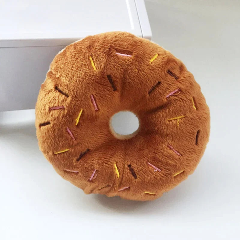 Cute Donut Plush Squeaky Dog Toy