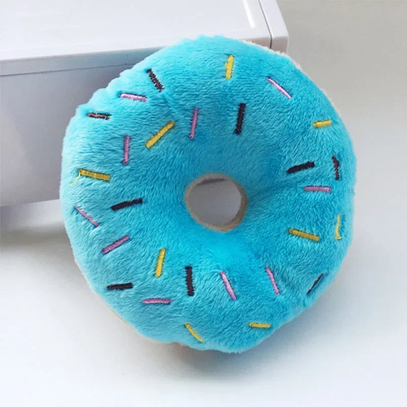 Cute Donut Plush Squeaky Dog Toy