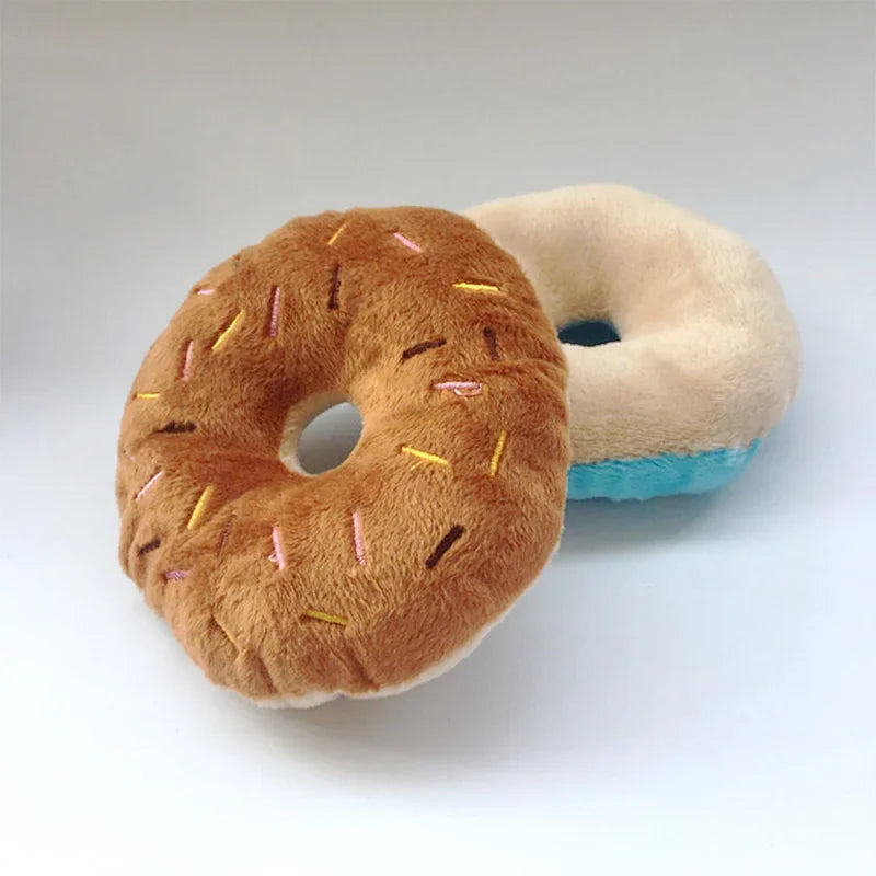 Cute Donut Plush Squeaky Dog Toy