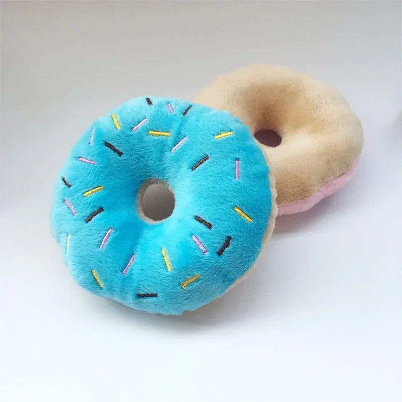 Cute Donut Plush Squeaky Dog Toy