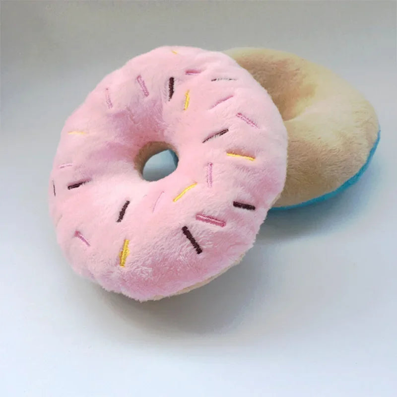 Cute Donut Plush Squeaky Dog Toy