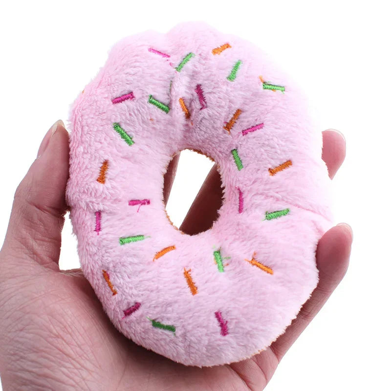 Cute Donut Plush Squeaky Dog Toy