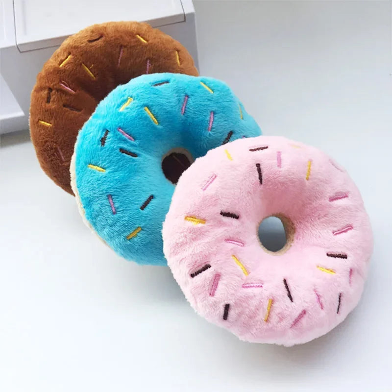 Cute Donut Plush Squeaky Dog Toy