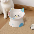 Cute Raised Whisker-Friendly Ceramic Cat Feeding Bowl