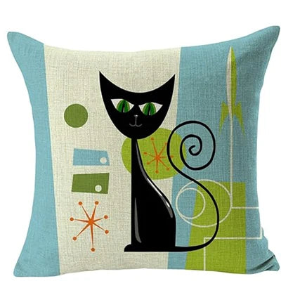 Decorative Cat Linen Cushion Cover
