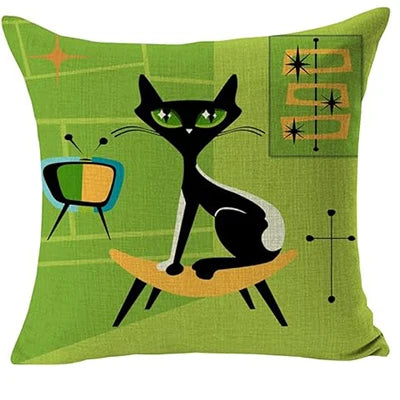 Decorative Cat Linen Cushion Cover