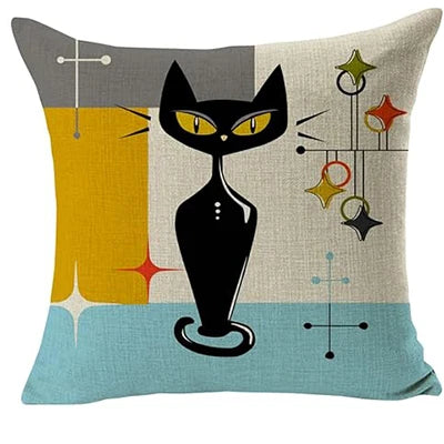 Decorative Cat Linen Cushion Cover