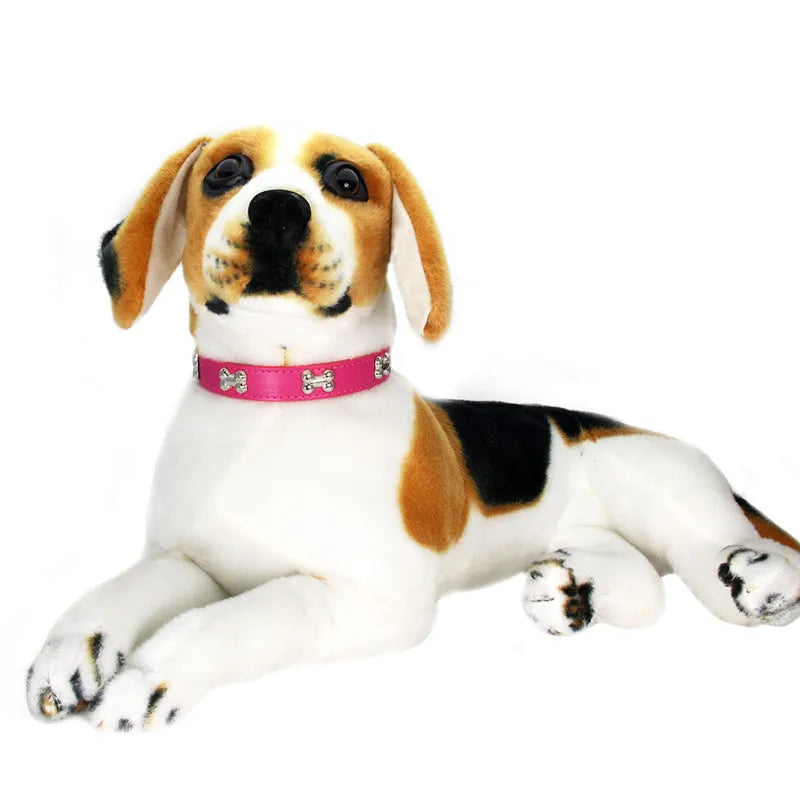 Durable Leather with Bone Charm Pet Collars