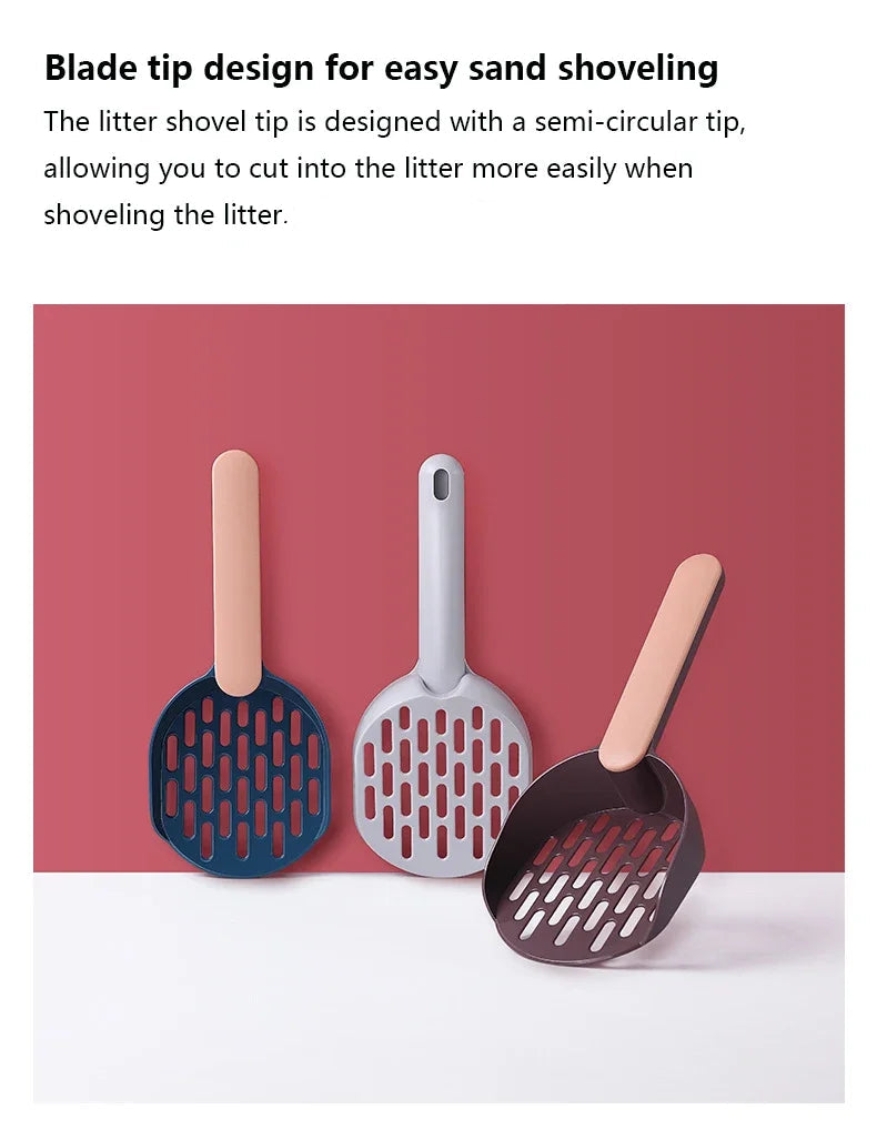 Ergonomic Cat Litter Shovel Scoop with Holder Base