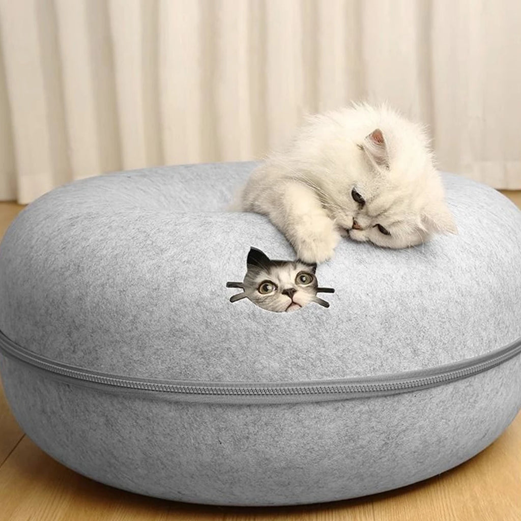 Felt Donut Tunnel Cat Bed with Breather Hole