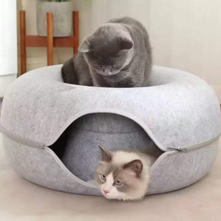 Felt Donut Tunnel Cat Bed with Breather Hole
