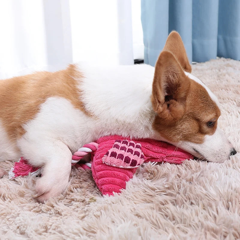Flamingo Squeaky Plush Dog Toy