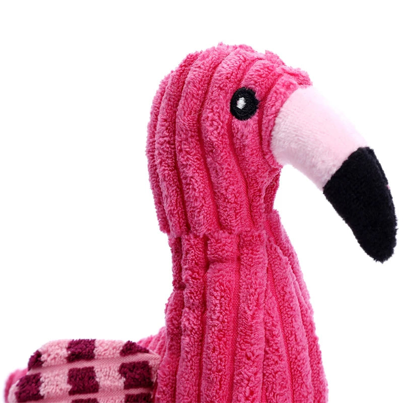 Flamingo Squeaky Plush Dog Toy