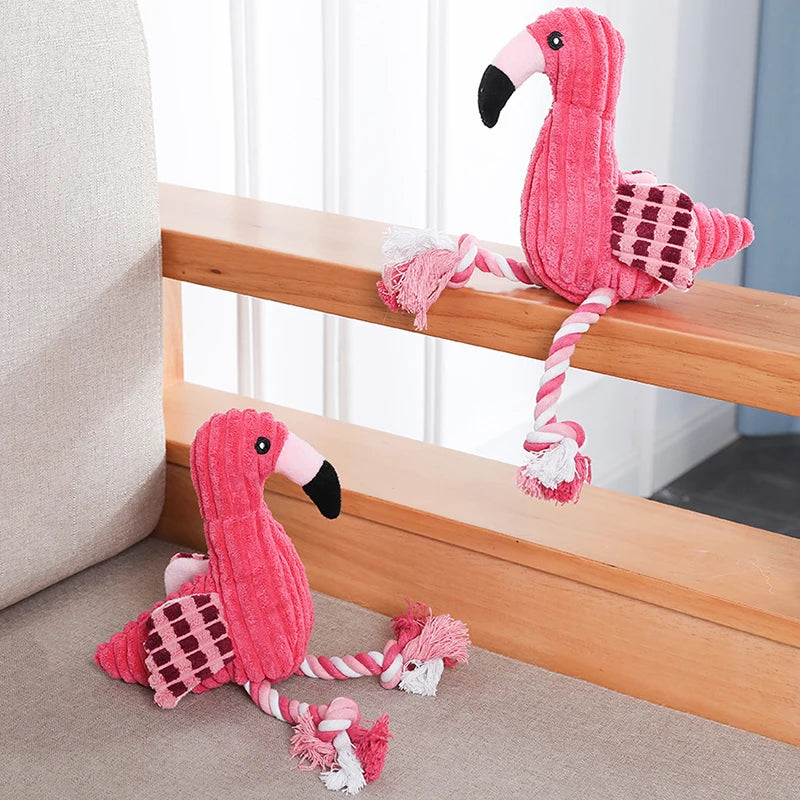 Flamingo Squeaky Plush Dog Toy