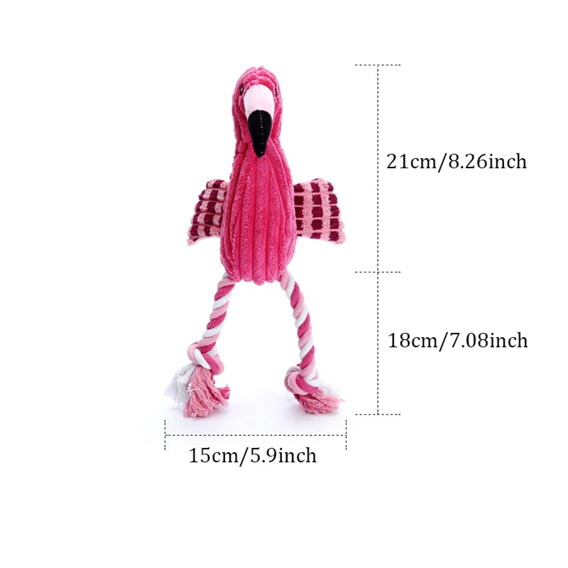 Flamingo Squeaky Plush Dog Toy