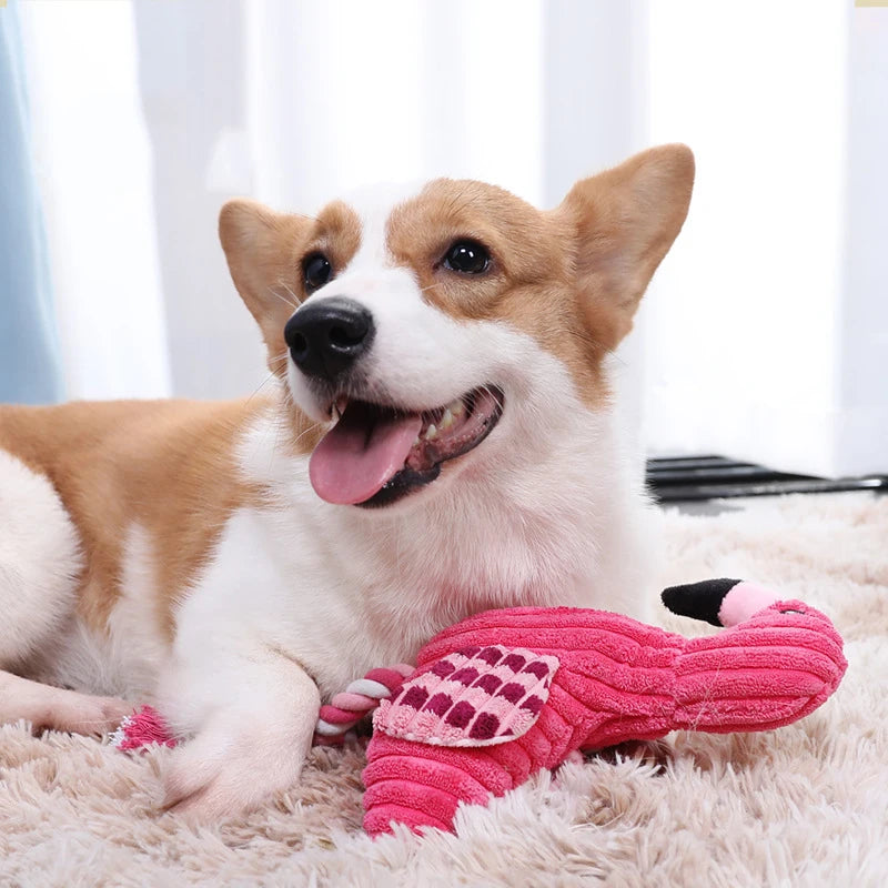 Flamingo Squeaky Plush Dog Toy