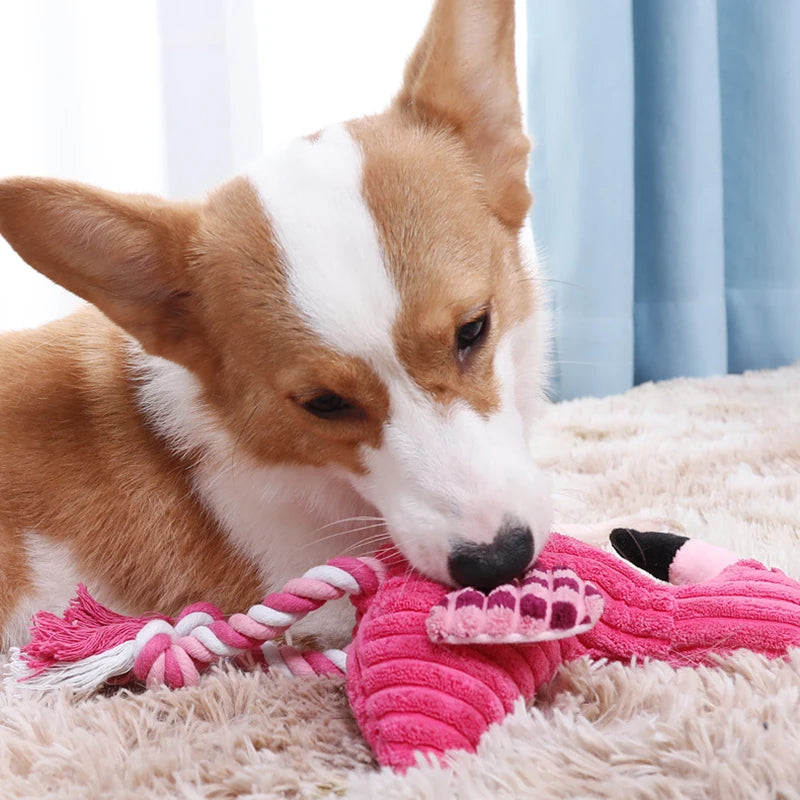 Flamingo Squeaky Plush Dog Toy