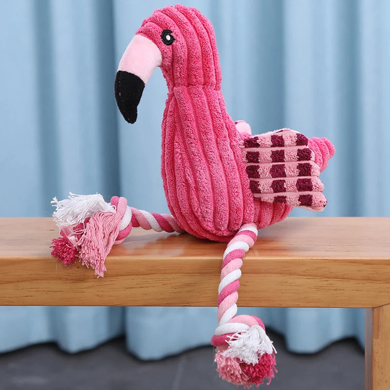 Flamingo Squeaky Plush Dog Toy
