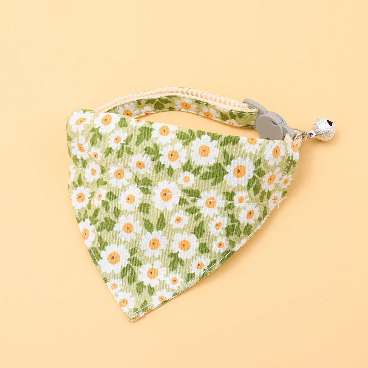 Floral Adjustable Pet Bandana Collar with Bell For Cats & Dogs
