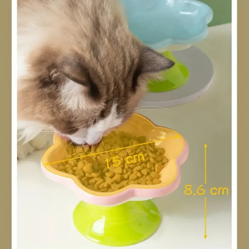 Flower-Shaped Elevated Ceramic Pet Bowl