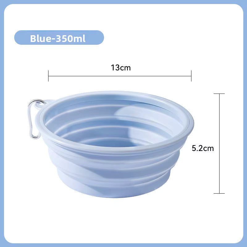 Foldable Silicone Pet Travel Bowl With Carabiner Clip