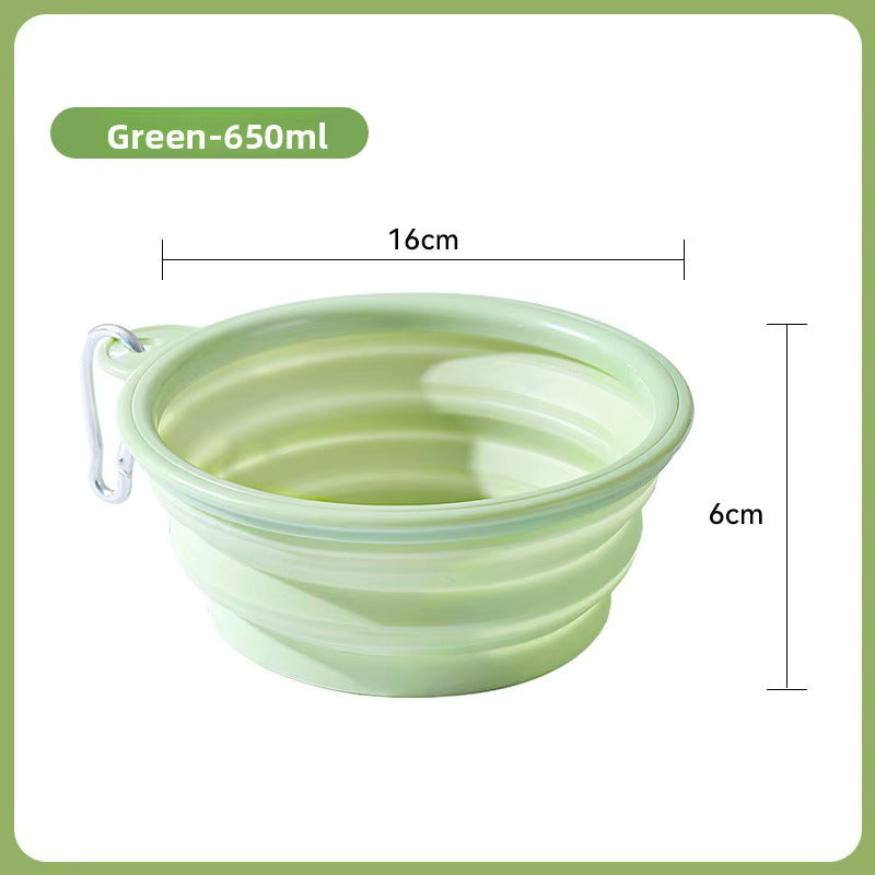 Foldable Silicone Pet Travel Bowl With Carabiner Clip