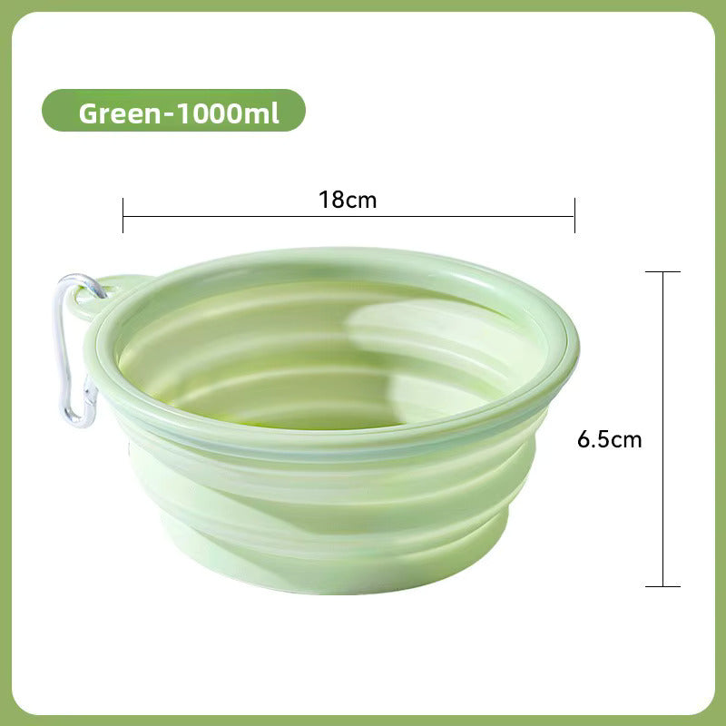 Foldable Silicone Pet Travel Bowl With Carabiner Clip