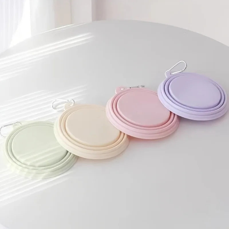 Foldable Silicone Pet Travel Bowl With Carabiner Clip