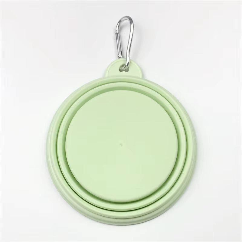 Foldable Silicone Pet Travel Bowl With Carabiner Clip