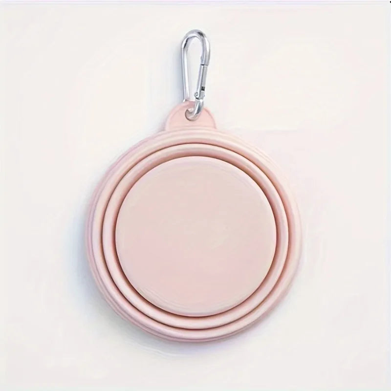 Foldable Silicone Pet Travel Bowl With Carabiner Clip