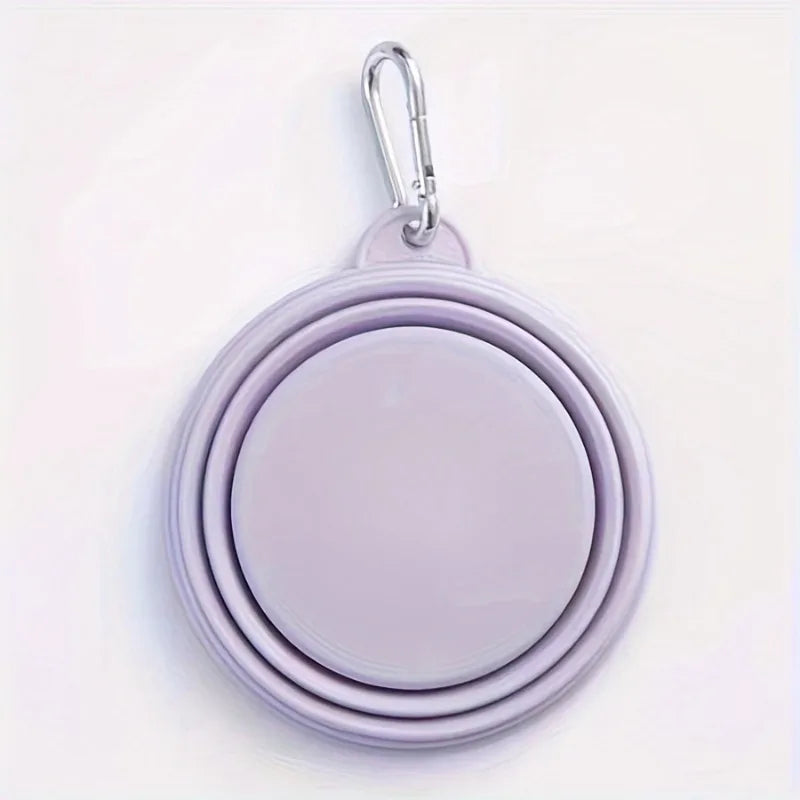 Foldable Silicone Pet Travel Bowl With Carabiner Clip