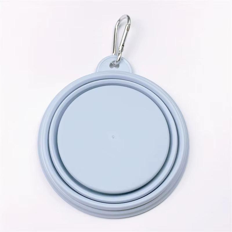 Foldable Silicone Pet Travel Bowl With Carabiner Clip
