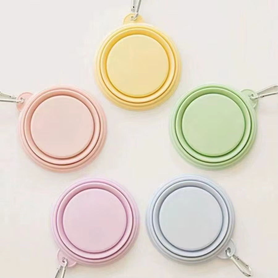 Foldable Silicone Pet Travel Bowl With Carabiner Clip