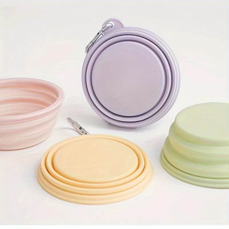 Foldable Silicone Pet Travel Bowl With Carabiner Clip