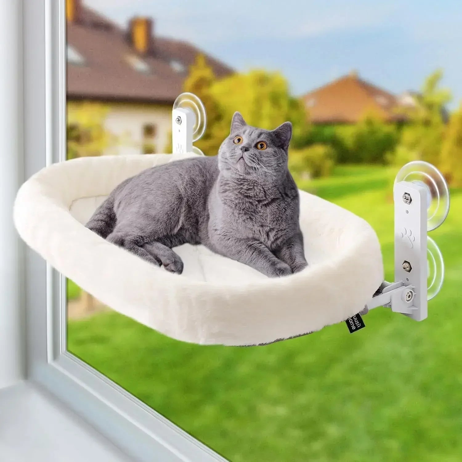 Foldable Suction Cup Reversible Plush Cat Hammock